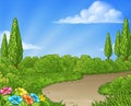 Cartoon Country Lane Park or Garden Background