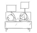 Cartoon of Couple in Bed, Woman Offering Something, Man is Rejecting and Sleeping