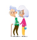 Cartoon couple grandparents are standing next to each other