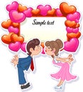 Romantic card with couple characters. Vector illustration.