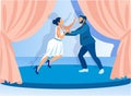 Cartoon Couple Performing Classical Dance on Stage