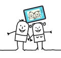 Cartoon couple sending a picture of themselves Royalty Free Stock Photo