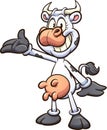 Cute cartoon retro cow with a presenting pose