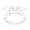 Cartoon cow face . lining draw .front view