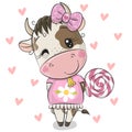 Cartoon Cow on a hearts background Royalty Free Stock Photo