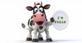 Cartoon Cow with a sign that says I\'m Vegan - Vegan concept Royalty Free Stock Photo