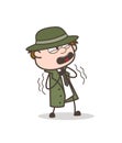 Cartoon Coward Detective Expression Vector Illustration