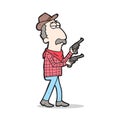 Cartoon cowboy carrying two handguns