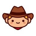 Cartoon Cowboy Emoji Icon Isolated