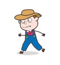 Cartoon Cowboy Person Running in Angry Mood Vector