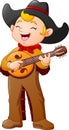 Cartoon cowboy playing guitar Royalty Free Stock Photo