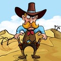 Cartoon cowboy ready to draw his guns Royalty Free Stock Photo