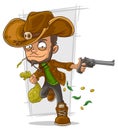 Cartoon cowboy robber with handgun Royalty Free Stock Photo