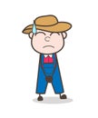 Cartoon Cowboy Sad Face with Cold Sweat Vector Royalty Free Stock Photo