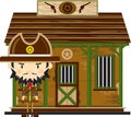 Cartoon Cowboy Sheriff at Jailhouse