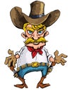 Cartoon cowboy with sixguns on his gun belt