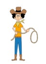 funny cartoon person with hat and holding a rope Royalty Free Stock Photo