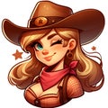 Cartoon Cowgirl with hat Royalty Free Stock Photo