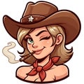 Cartoon Cowgirl with hat Royalty Free Stock Photo