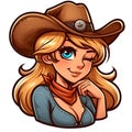 Cartoon Cowgirl with hat Royalty Free Stock Photo
