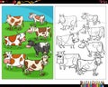 Cartoon cows farm animal characters coloring page Royalty Free Stock Photo