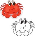 Cartoon crab. Coloring book