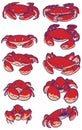 Cartoon crabs vector clip art set