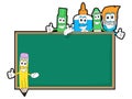 Cartoon craft supplies with blackboard Royalty Free Stock Photo