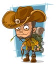 Cartoon crafty man in cowboys hat