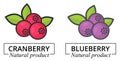 Cartoon cranberry and blueberry label