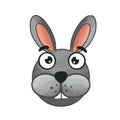 Cartoon crazy hare gray muzzle children`s illustration vector