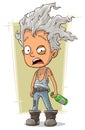 Cartoon crazy old man with gray hair Royalty Free Stock Photo