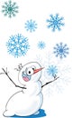 Cartoon crazy snowman. Royalty Free Stock Photo