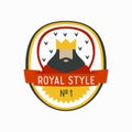 Royal label with cartoon king with beard and crown