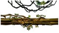 Cartoon creeper twigs and a log entwined with ivy