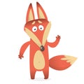 Cartoon of creeping sly fox with a large tail. Vector illustration. Royalty Free Stock Photo