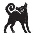 Cartoon black cat. Halloween character. Vector
