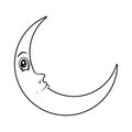 Cartoon crescent moon with eyes silhouette vector symbol icon de