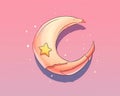 a cartoon crescent with a star on it