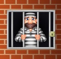 Cartoon criminal in jail
