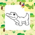 Cartoon crocodile. Coloring page