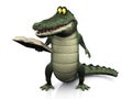 Cartoon crocodile reading book. Royalty Free Stock Photo