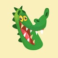 Cartoon crocodile smiling head icon. Flat Bright Color Simplified Vector Illustration