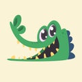 Cartoon crocodile smiling head icon. Flat Bright Color Simplified Vector Illustration