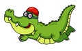 Cartoon crocodile swimming Royalty Free Stock Photo