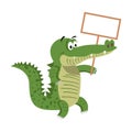 Cartoon Crocodiles with Empty Signboard Vector