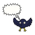 cartoon crow with speech bubble Royalty Free Stock Photo