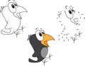 Cartoon crow. Vector illustration. Coloring and dot to dot game Royalty Free Stock Photo