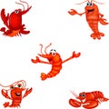 Cartoon crustacean collection set Royalty Free Stock Photo