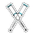 Cartoon crutches disabled support icon